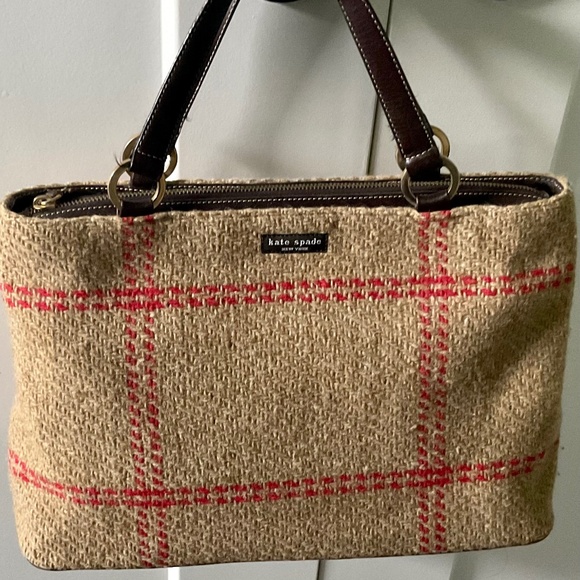 KATE SPADE BURLAP FLANNEL HANDBAG - Picture 1 of 9